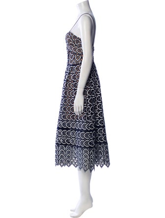 Self-Portrait Lace Pattern Midi Length Dress