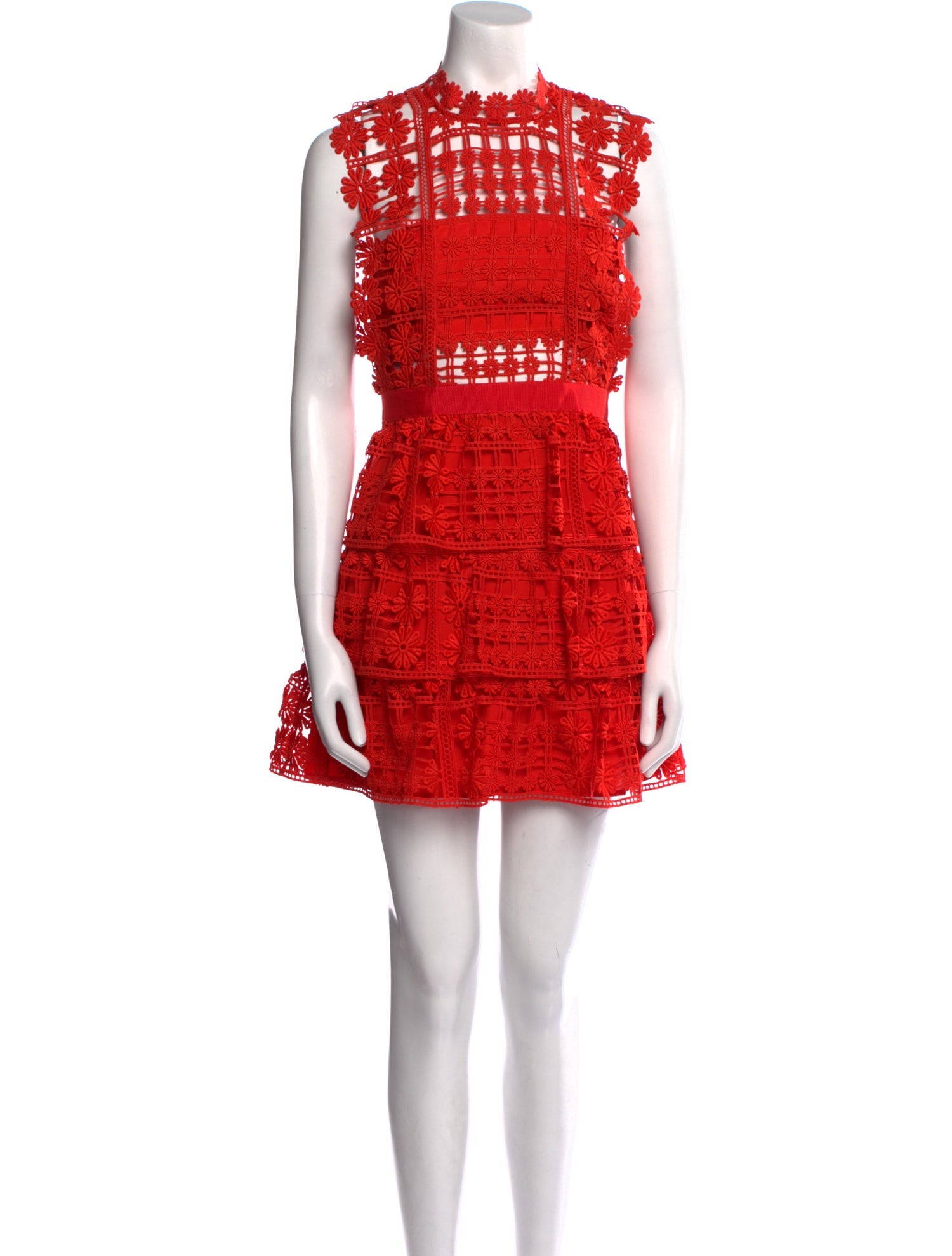 Self-Portrait Lace Pattern Mini Dress