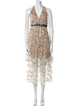 Self-Portrait Floral Print Midi Length Dress