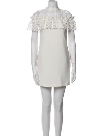 Self-Portrait Mock Neck Mini Dress