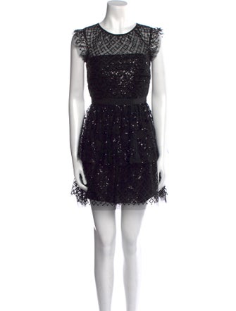 Self-Portrait Lace Pattern Mini Dress