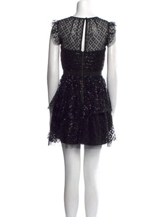 Self-Portrait Lace Pattern Mini Dress