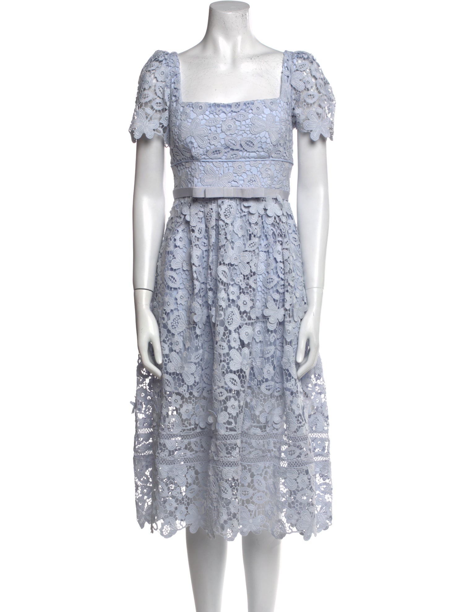 Self-Portrait Lace Pattern Midi Length Dress