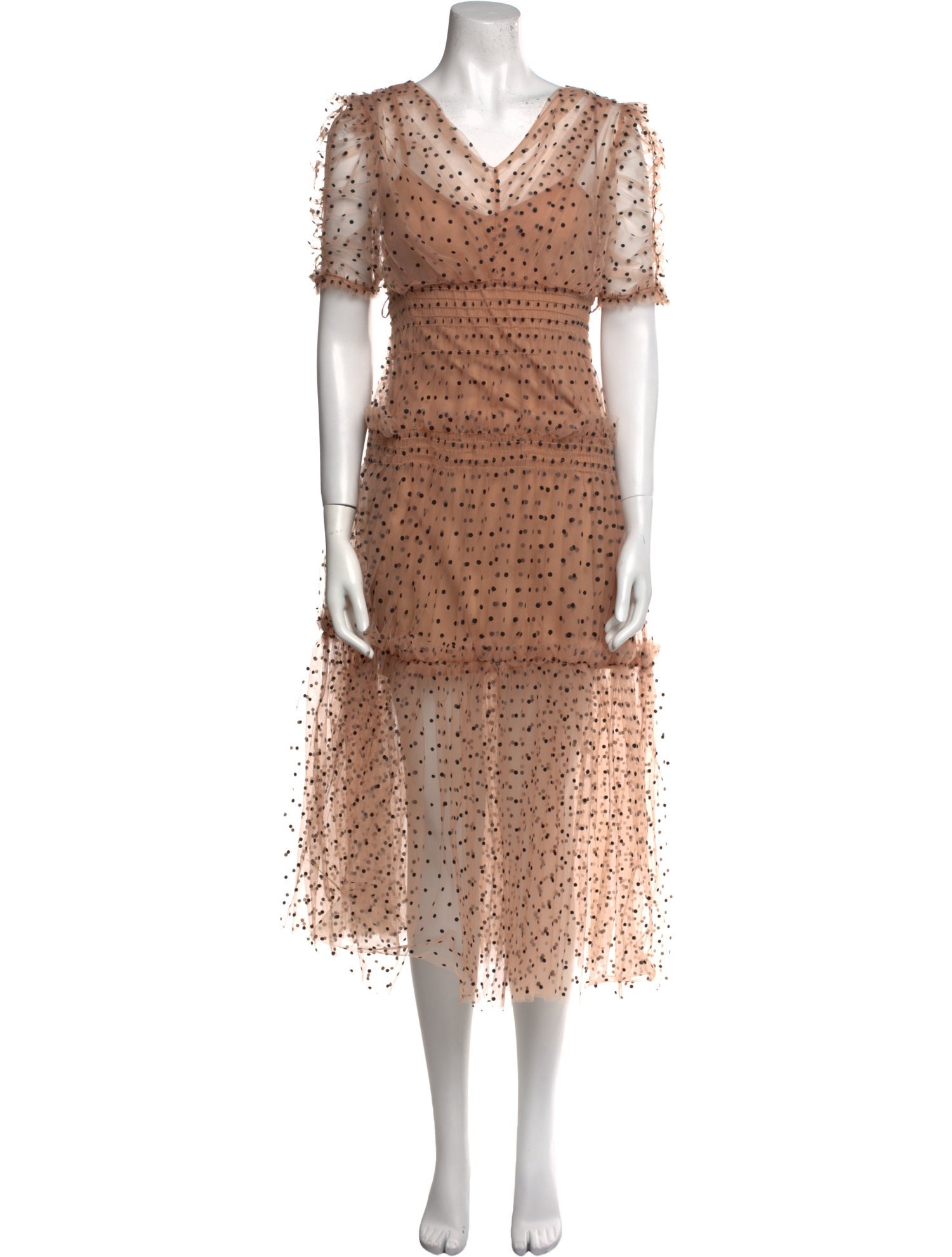 Self-Portrait Polka Dot Print Midi Length Dress