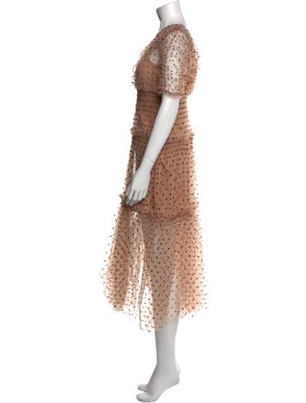 Self-Portrait Polka Dot Print Midi Length Dress