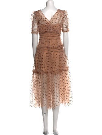 Self-Portrait Polka Dot Print Midi Length Dress