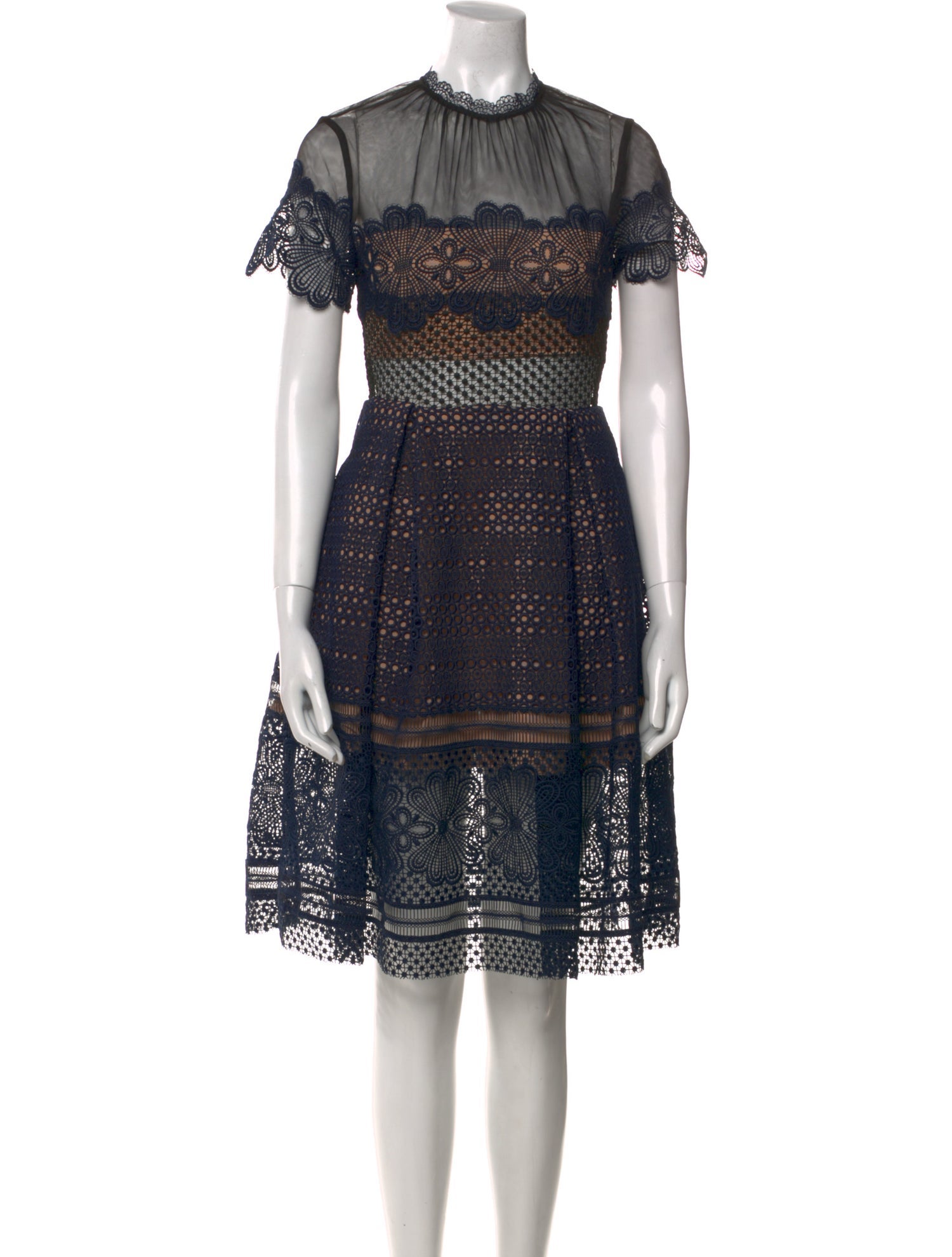 Self-Portrait Lace Pattern Knee-Length Dress