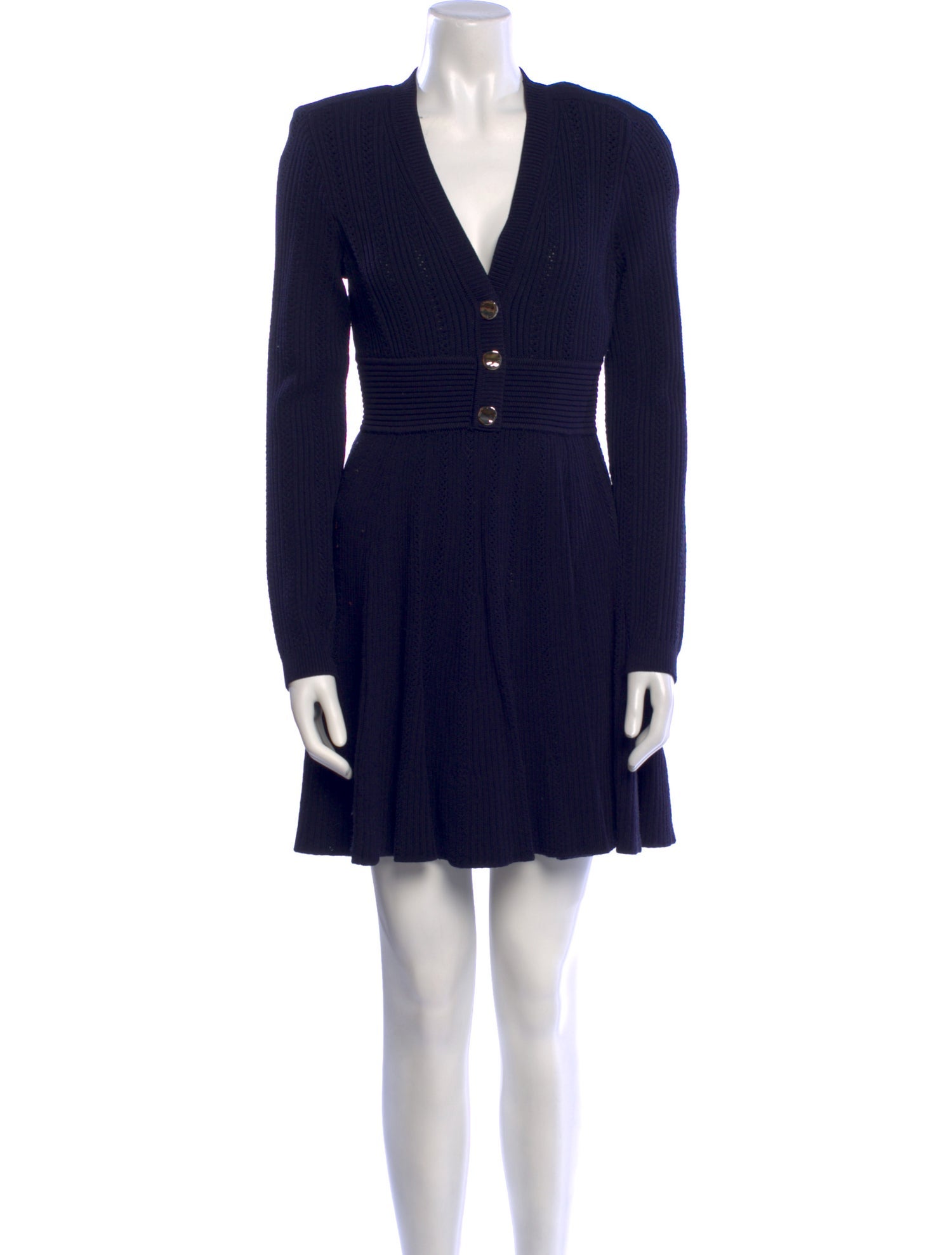 Self-Portrait Navy Pointelle knit Mini Dress Mini Dress