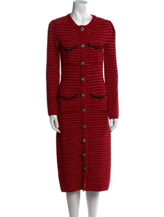 Self-Portrait Wool Midi Length Dress