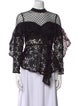 Self-Portrait Lace Pattern Mock Neck Blouse