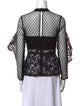 Self-Portrait Lace Pattern Mock Neck Blouse