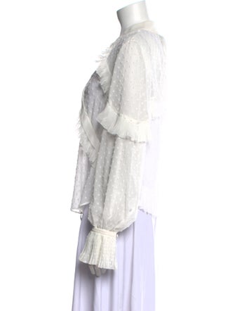 Self-Portrait V-Neck Long Sleeve Blouse