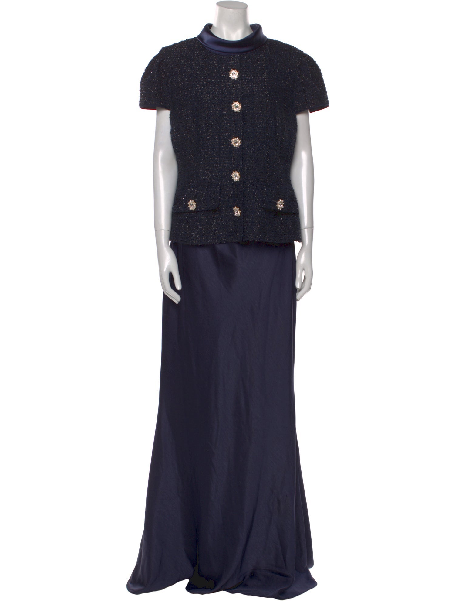 Self-Portrait Mock Neck Long Dress