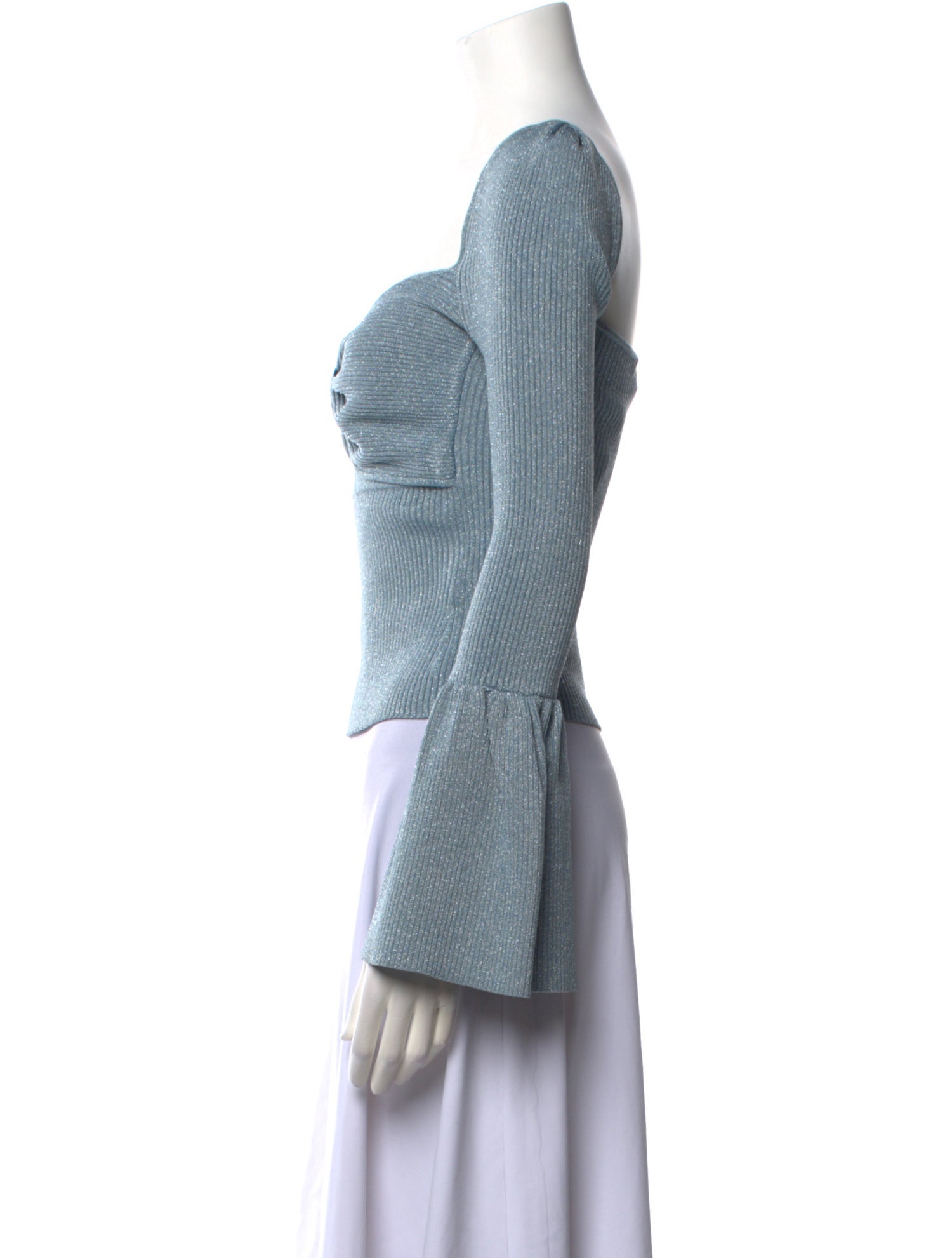 Self-Portrait Square Neckline Long Sleeve Crop Top