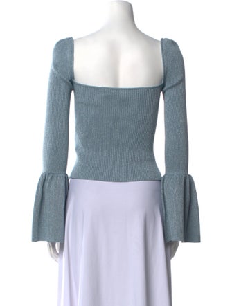 Self-Portrait Square Neckline Long Sleeve Crop Top