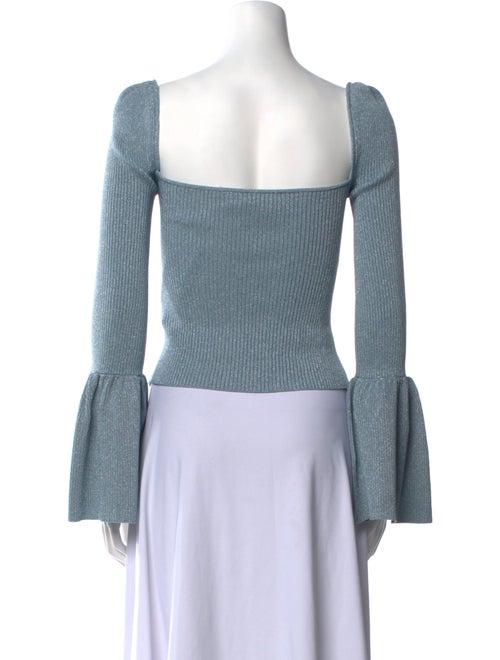 Self-Portrait Square Neckline Long Sleeve Crop Top