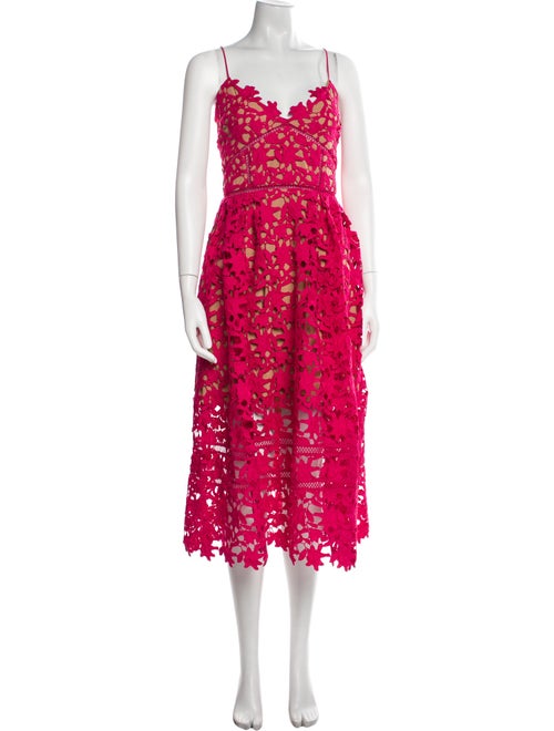 Self-Portrait Lace Pattern Midi Length Dress