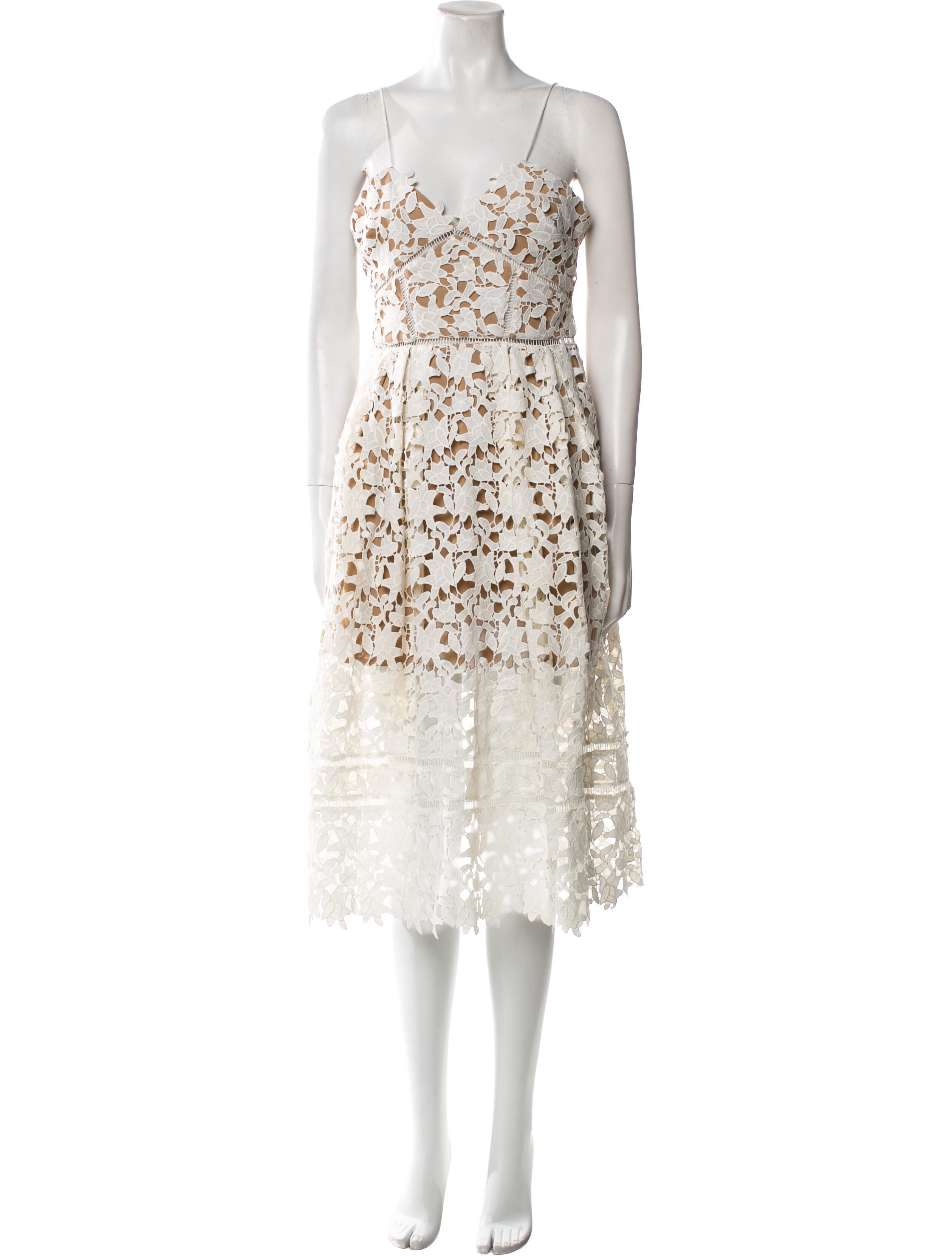 Self-Portrait Lace Pattern Midi Length Dress