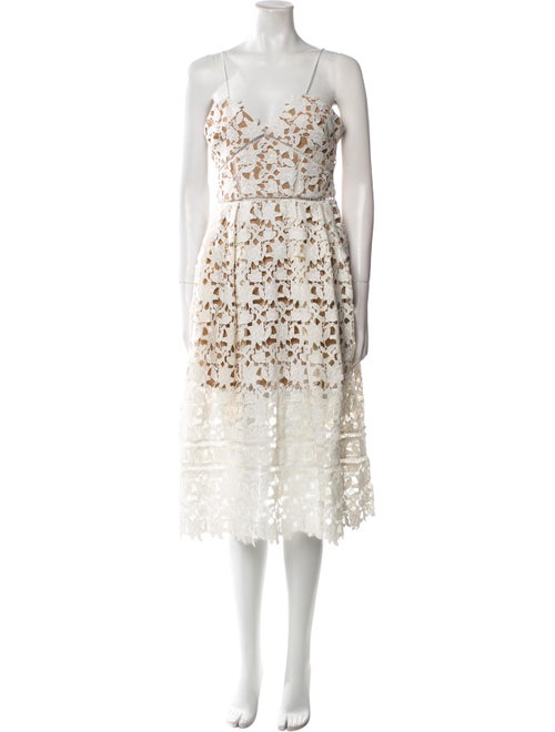 Self-Portrait Lace Pattern Midi Length Dress