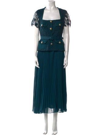 Self-Portrait Square Neckline Long Dress