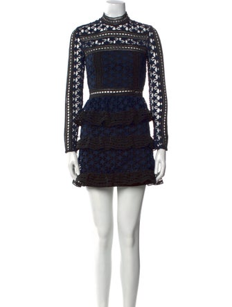 Self-Portrait Lace Pattern Mini Dress