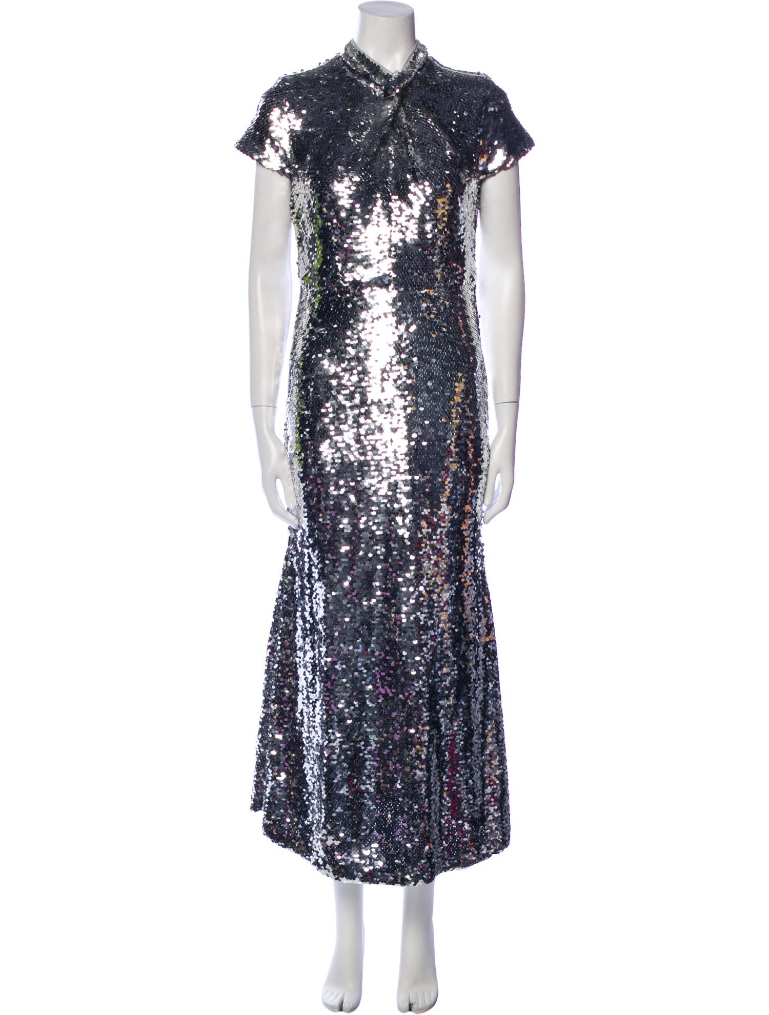 Self-Portrait Mock Neck Long Dress