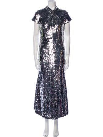 Self-Portrait Mock Neck Long Dress