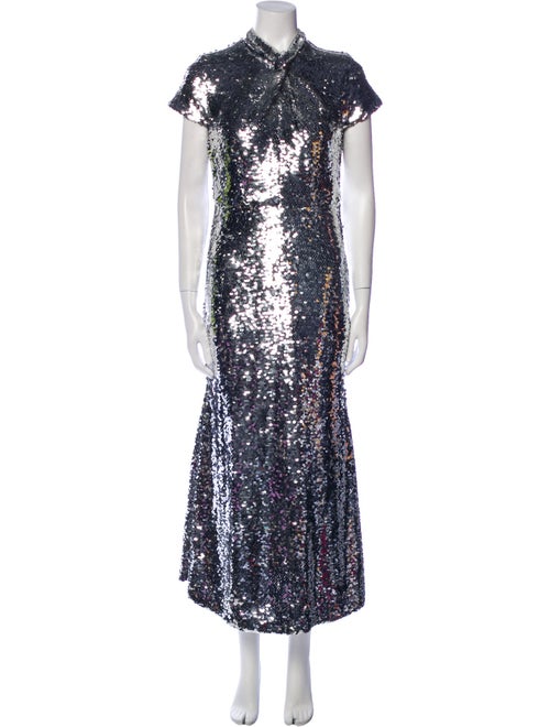 Self-Portrait Mock Neck Long Dress