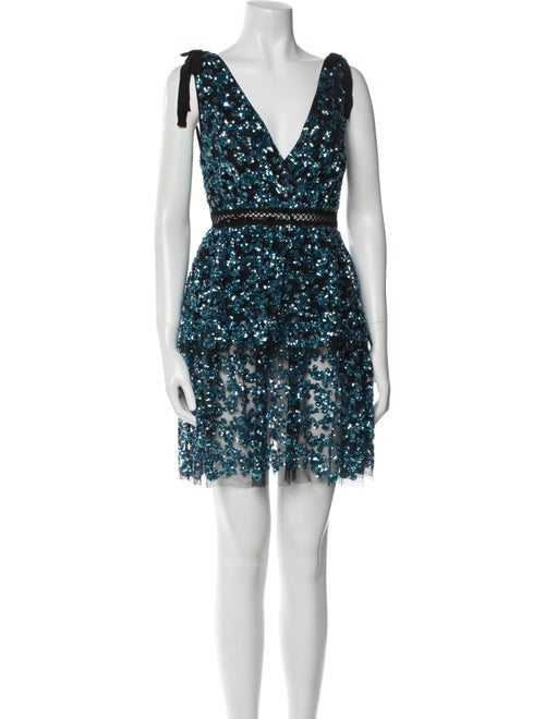 Self-Portrait V-Neck Mini Dress