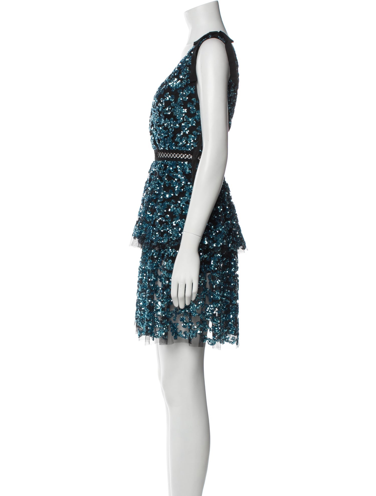 Self-Portrait V-Neck Mini Dress