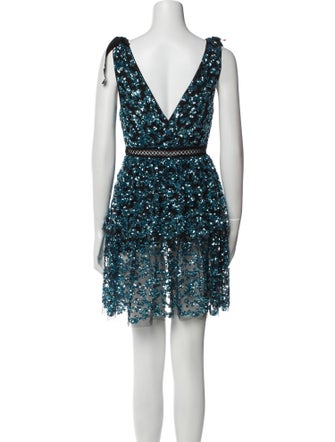 Self-Portrait V-Neck Mini Dress