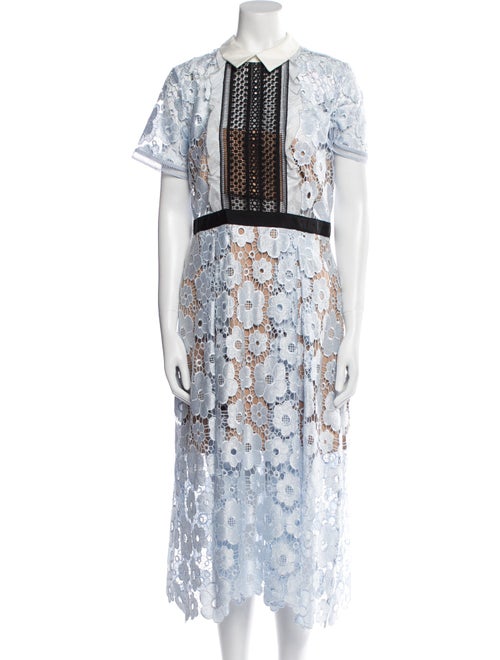 Self-Portrait Lace Pattern Midi Length Dress