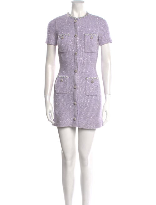 Self-Portrait Mock Neck Mini Dress