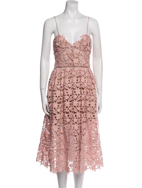 Self-Portrait Lace Pattern Midi Length Dress