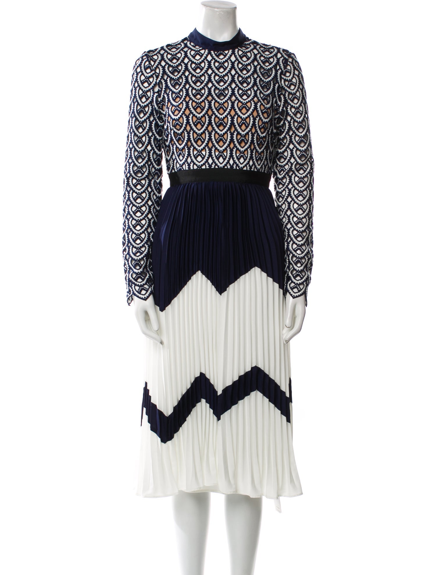 Self-Portrait Striped Midi Length Dress