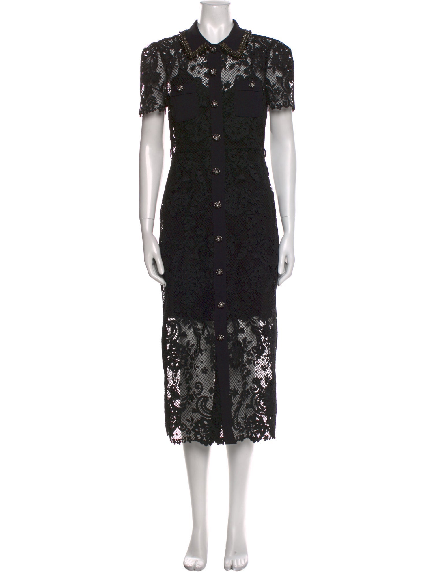 Self-Portrait Lace Pattern Mini Dress