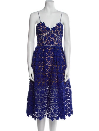 Self-Portrait Lace Pattern Midi Length Dress