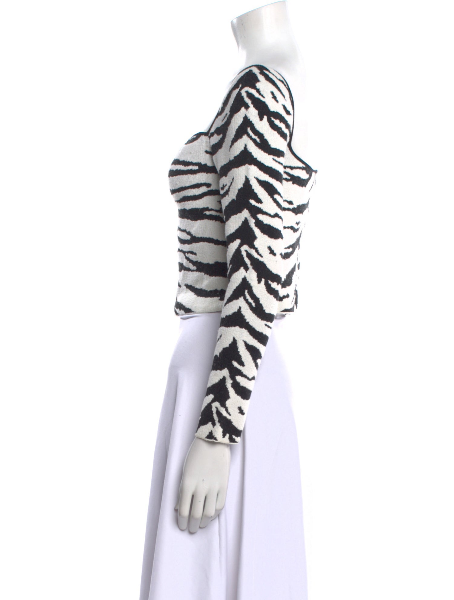 Self-Portrait Animal Print Bateau Neckline Crop Top