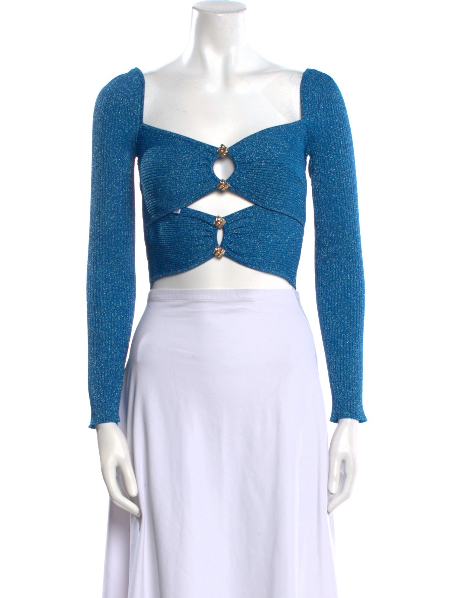 Self-Portrait Square Neckline Long Sleeve Crop Top w/ Tags