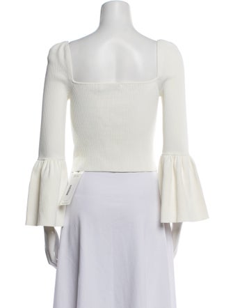 Self-Portrait Square Neckline Long Sleeve Crop Top