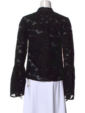 Self-Portrait Floral Print Mock Neck Blouse