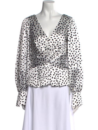 Self-Portrait Animal Print V-Neck Blouse
