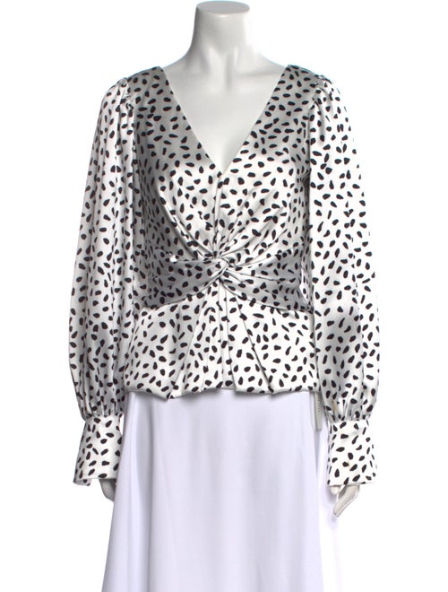 Self-Portrait Animal Print V-Neck Blouse