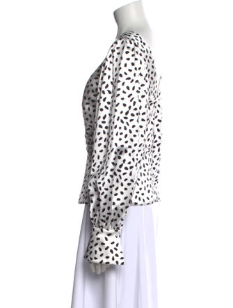 Self-Portrait Animal Print V-Neck Blouse
