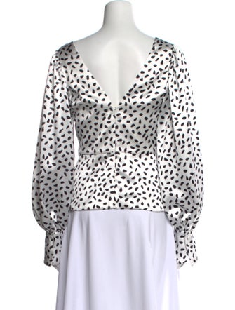 Self-Portrait Animal Print V-Neck Blouse