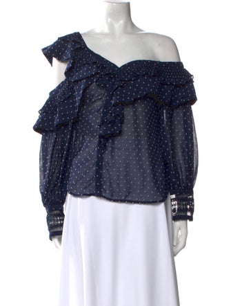 Self-Portrait Polka Dot Print Off-The-Shoulder Blouse