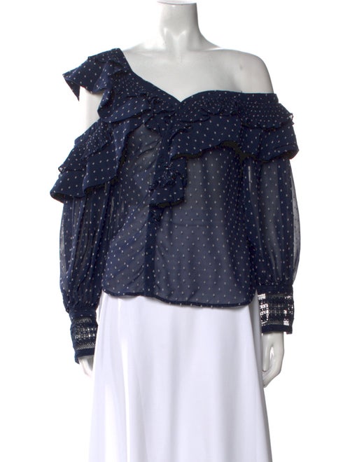 Self-Portrait Polka Dot Print Off-The-Shoulder Blouse