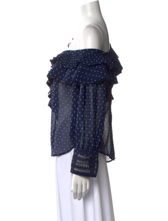 Self-Portrait Polka Dot Print Off-The-Shoulder Blouse