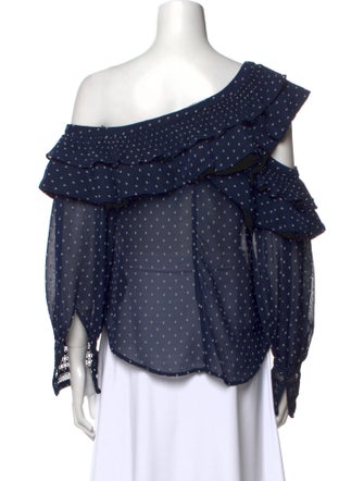 Self-Portrait Polka Dot Print Off-The-Shoulder Blouse