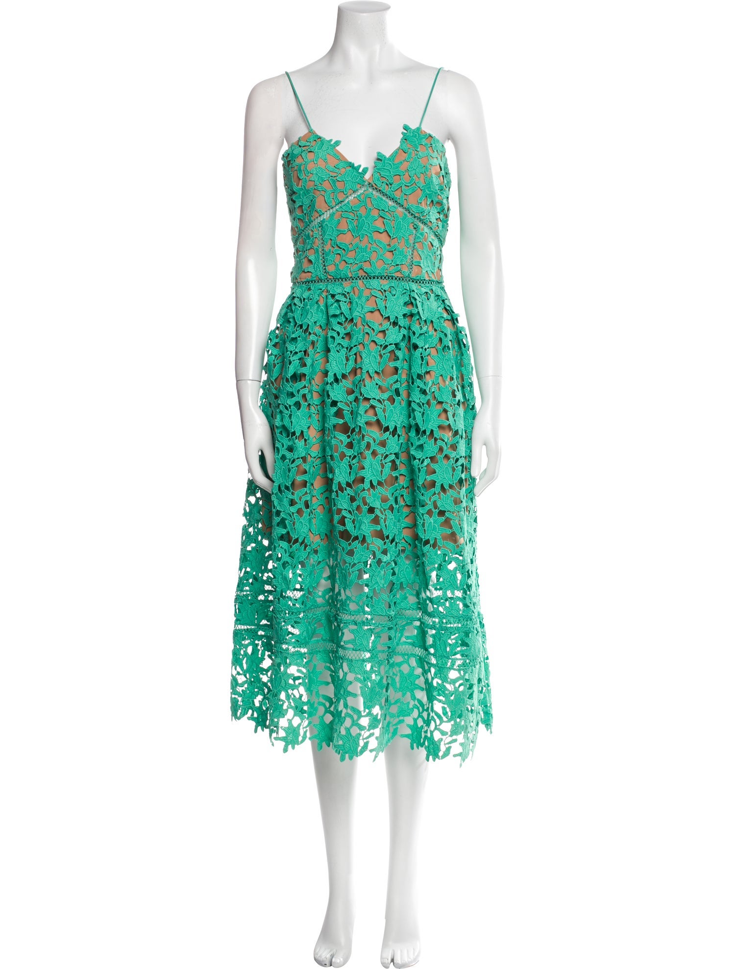 Self-Portrait Lace Pattern Midi Length Dress